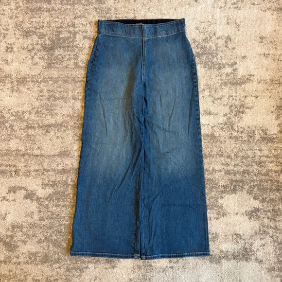 Super Baggy Banana Republic High Rise Wide Leg Pull On Denim Jean Trousers - Picture 2 of 10